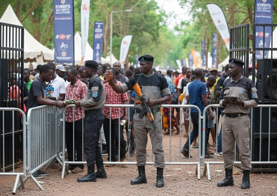 Security officer overseeing a public event